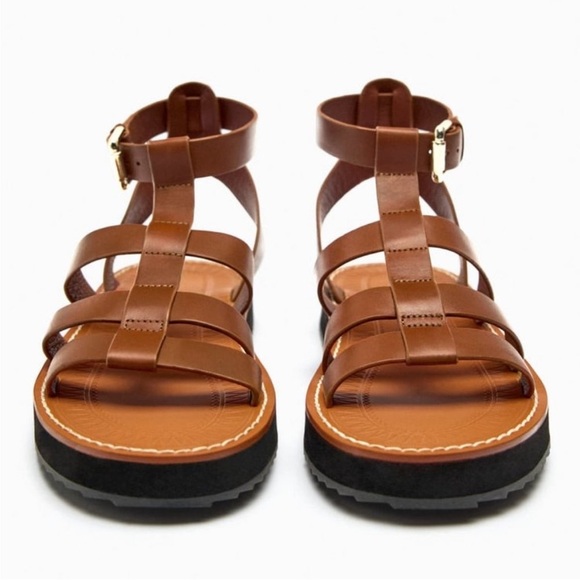 NWOT! Zara SZ 40 /9, brown leather fisherman sandals. - Picture 12 of 13